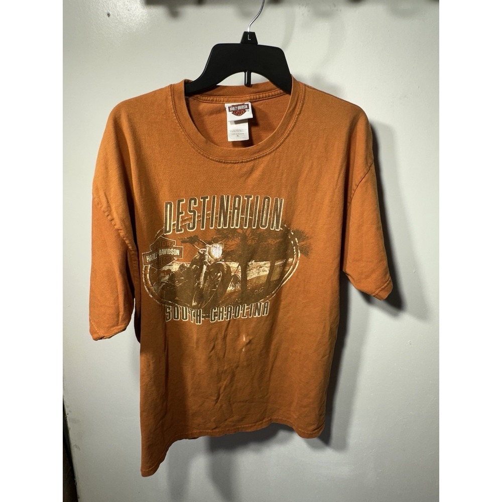 Harley Davidson Company Orange Short Sleeve Mens XL South Carolina Graphic Print